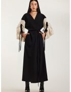 Alina Cernatescu Дълга жилетка Astrid с контрастни ръкави - Черен/Крем