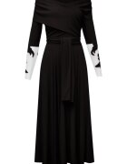 Alina Cernatescu Rimini Flared Midi Dress With Embroiedered Sleeves