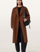 AllSaints Дълъг тренч Sellma с вълна и копчета Кафяв