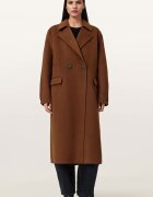 AllSaints Дълъг тренч Sellma с вълна и копчета Кафяв