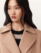 AllSaints Дълъг тренч Sellma с вълна и копчета Светлокафяв