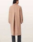 AllSaints Дълъг тренч Sellma с вълна и копчета Светлокафяв