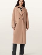 AllSaints Дълъг тренч Sellma с вълна и копчета Светлокафяв