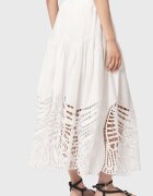 AllSaints Дълга пола Femi от органичен памук с ажур Мръснобял