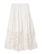 AllSaints Дълга пола Femi от органичен памук с ажур Мръснобял