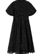 AllSaints Дълга рокля Odette с бродерия и бухнали ръкави Черен