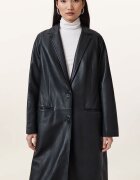 AllSaints Дълго кожено палто Aire - Черен
