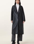 AllSaints Дълго кожено палто Aire - Черен
