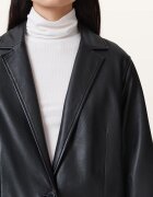 AllSaints Дълго кожено палто Aire - Черен