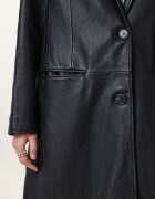 AllSaints Дълго кожено палто Aire - Черен