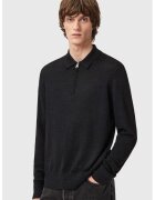 AllSaints Фино плетен мериносов пуловер с къс цип