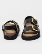 AllSaints Кожени сандали с уголемена тока Черен