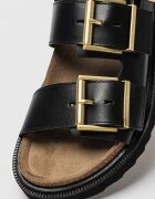 AllSaints Кожени сандали с уголемена тока Черен