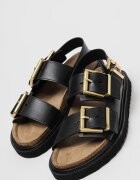 AllSaints Кожени сандали с уголемена тока Черен