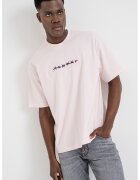 AllSaints Памучна тениска Deterent - Черен/Пастелнорозов