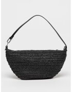 AllSaints Сламена чанта за рамо Luna с регулираща се кожена презрамка - Черен