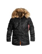 Alpha Industries Дълго зимно яке - N3B VF 59 - с дълбока качулка и подвижна подплата - Черно