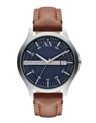 ARMANI EXCHANGE Часовник Hampton с кожена каишка Кафяв