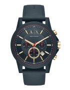 ARMANI EXCHANGE Часовник Outer Banks с хронограф и силиконова каишка Черен
