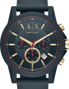 ARMANI EXCHANGE Часовник Outer Banks с хронограф и силиконова каишка Черен