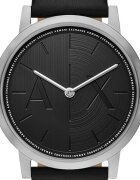 ARMANI EXCHANGE Часовник с кожена каишка и допълнителна от деним Черен/Тъмносин