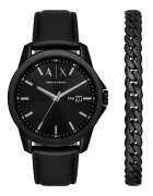 ARMANI EXCHANGE Часовник с кожена каишка и гривна от неръждаема стомана