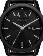 ARMANI EXCHANGE Часовник с кожена каишка и гривна от неръждаема стомана