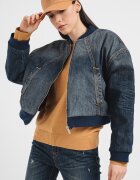 ARMANI EXCHANGE Дънково яке бомбър с лого и паднали ръкави - Син