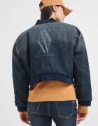 ARMANI EXCHANGE Дънково яке бомбър с лого и паднали ръкави - Син