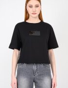 ARMANI EXCHANGE Къса памучна тениска с лого Черен