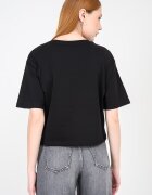 ARMANI EXCHANGE Къса памучна тениска с лого Черен