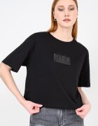 ARMANI EXCHANGE Къса памучна тениска с лого Черен
