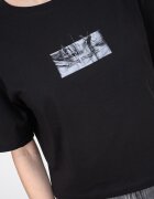 ARMANI EXCHANGE Къса памучна тениска с лого Черен