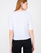 ARMANI EXCHANGE Къса памучна тениска с лого Черен/Бял