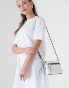 ARMANI EXCHANGE Къса рокля тип тениска с лого Бял/Жълт/Сребрист