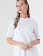 ARMANI EXCHANGE Къса рокля тип тениска с лого Бял/Жълт/Сребрист