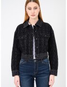 ARMANI EXCHANGE Късо дънково яке с лога - Избеляло черно