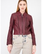 ARMANI EXCHANGE Късо кожено яке с класическа яка - Тъмновиолетов