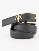 ARMANI EXCHANGE Кожен колан с метално лого Черен
