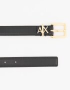 ARMANI EXCHANGE Кожен колан с метално лого Черен