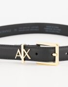ARMANI EXCHANGE Кожен колан с метално лого Черен