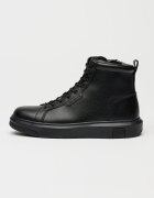 ARMANI EXCHANGE Кожени боти с цип встрани Черен