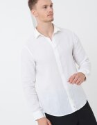 ARMANI EXCHANGE Ленена риза със стандартна кройка Бял