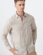 ARMANI EXCHANGE Ленена риза със стандартна кройка Светло кафяво