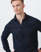 ARMANI EXCHANGE Ленена риза със стандартна кройка Тъмносин