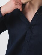 ARMANI EXCHANGE Ленена риза със стандартна кройка Тъмносин