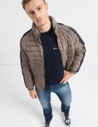 ARMANI EXCHANGE Олекотено яке с джобове с цип Сиво-кафяв/Тъмносин
