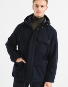 ARMANI EXCHANGE Палто с необработена вълна с качулка Тъмносин