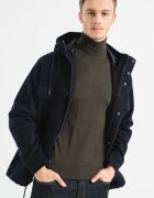 ARMANI EXCHANGE Палто с необработена вълна с качулка Тъмносин