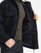 ARMANI EXCHANGE Палто с необработена вълна с качулка Тъмносин